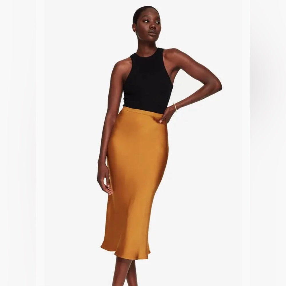 ANINE BING Bar Silk Skirt Bronze